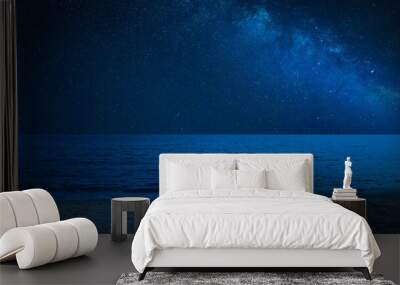 Amazing starry sky over sea at night Wall mural