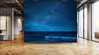 Amazing starry sky over sea at night Wall mural