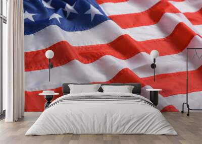 American flag as background, closeup. National symbol of USA Wall mural