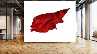 Beautiful delicate red silk floating on white background Wall mural