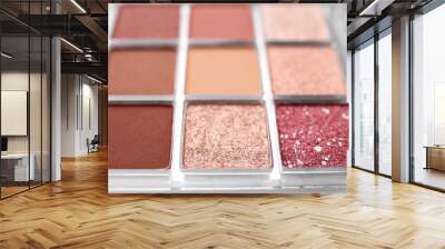 Beautiful eyeshadow palette as background, closeup. Professional cosmetic product Wall mural