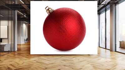 beautiful red christmas ball isolated on white Wall mural