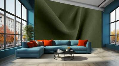 Beautiful sage green fabric as background, closeup Wall mural