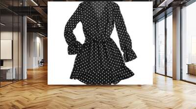 Black polka dot dress isolated on white, top view Wall mural