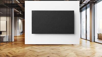 Blank black business card on white background, top view. Mockup for design Wall mural