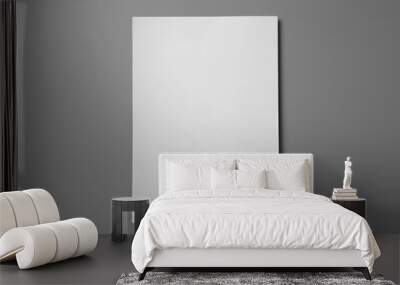 Blank paper sheets for brochure on grey background, top view. Mock up Wall mural