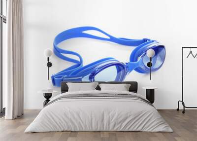 Blue swim goggles isolated on white. Beach object Wall mural