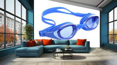 Blue swim goggles isolated on white. Beach object Wall mural