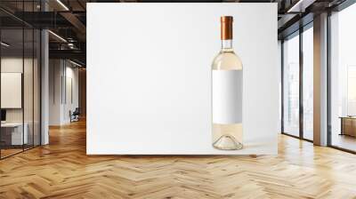 Bottle of delicious wine with blank label on white background Wall mural