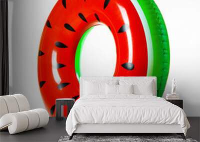 Bright inflatable ring on white background. Summer holidays Wall mural