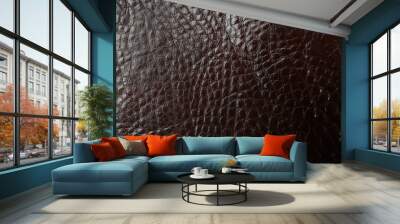 Brown natural leather as background, top view Wall mural