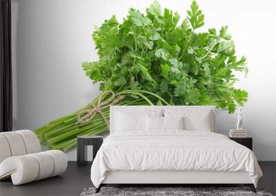 Bunch of fresh parsley isolated on white Wall mural