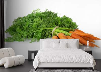 Bunch of fresh ripe carrots isolated on white Wall mural