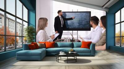 Business trainer using interactive board in meeting room during presentation Wall mural