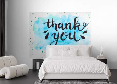 Card with phrase Thank You isolated on white Wall mural