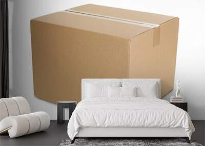 Cardboard box isolated on white. Mockup for design Wall mural