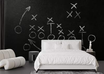 Chalkboard with scheme of football game. Team play and strategy Wall mural