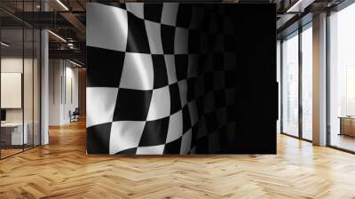 Checkered flag on black background, space for text Wall mural