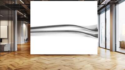 Clean shiny metal forks on white background Wall mural