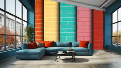 Collage of brick wall textures in different colors Wall mural