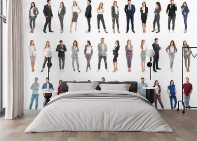 Collage of emotional people on white background Wall mural