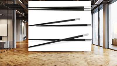 Collage with black chopsticks isolated on white Wall mural