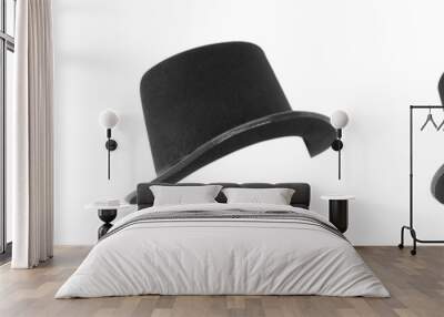 Collage with black magician hat isolated on white, different sides Wall mural