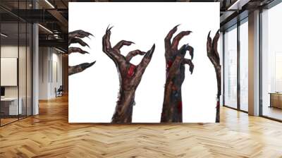 Collage with photos of scary monster or devil on white background, closeup. Halloween character, banner design Wall mural