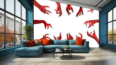 Collage with photos of scary monsters on white background, closeup. Halloween character Wall mural