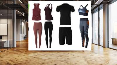 Collection of stylish sportswear on white background. Banner design Wall mural