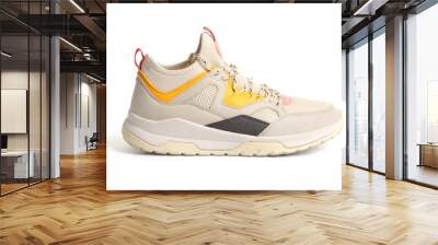 Comfortable modern sports shoe on white background Wall mural