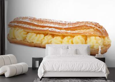 Delicious eclair filled with cream isolated on white Wall mural