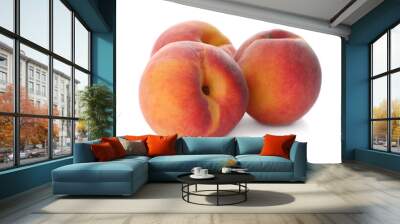 Delicious ripe juicy peaches isolated on white Wall mural