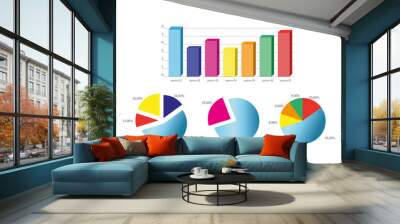 Different colorful graphs with statistic information. Illustration Wall mural