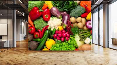 Different fresh vegetables as background, closeup view Wall mural