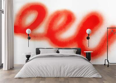 Doodles drawn by red spray paint on white background Wall mural