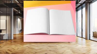 Empty book pages on color background. Mockup for design Wall mural