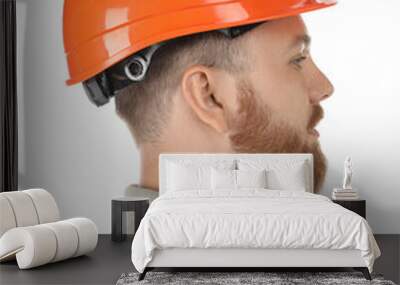 Engineer in hard hat on white background Wall mural