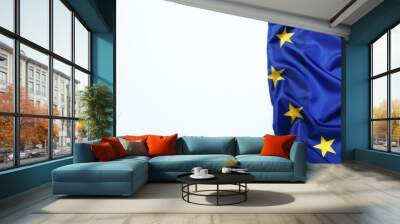 Flag of European Union on white background, top view. Space for text Wall mural