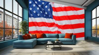 Flag of USA as background, top view Wall mural