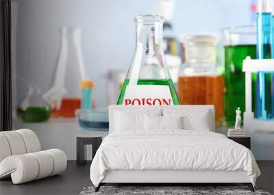 Flask with poison on table in laboratory Wall mural