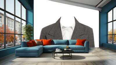 Formal wear replacement template for passport photo or other documents. Jacket and shirt isolated on white Wall mural