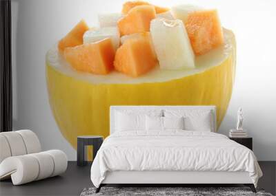 Fresh cut sweet melon on white background Wall mural