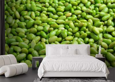 Fresh edamame beans as background, closeup view Wall mural