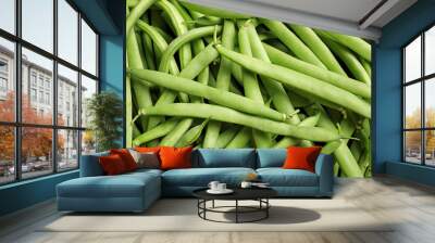 Fresh green beans as background Wall mural