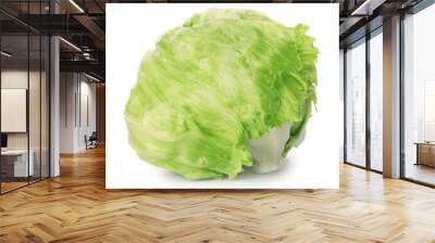 Fresh green iceberg lettuce isolated on white Wall mural