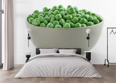 Fresh green peas in bowl isolated on white Wall mural