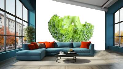 Fresh green raw broccoli on white background Wall mural