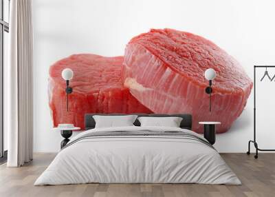 Fresh raw beef cut isolated on white Wall mural