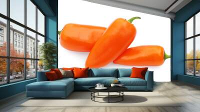 Fresh raw orange hot chili peppers isolated on white Wall mural